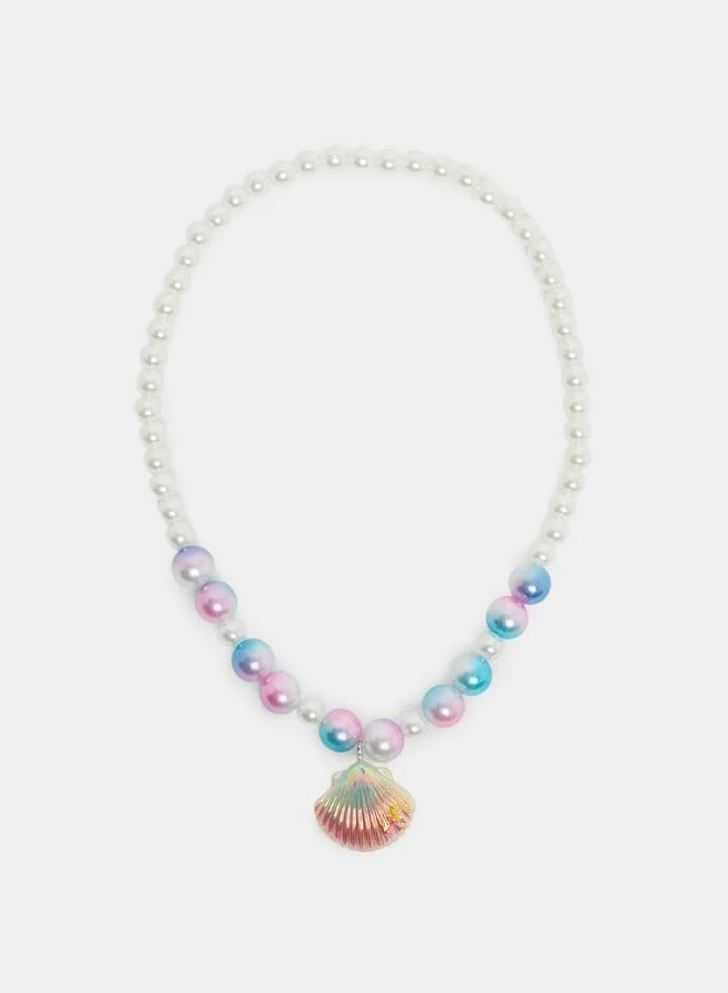 Styli Girls Pearl And Seashell Necklace With Bracelet Jewelry Set